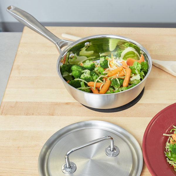 2 Qt. Stainless Steel Saucier Pan with Aluminum-Clad Bottom
