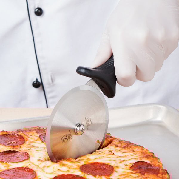 4" High Carbon Steel Pizza Cutter with Black Handle