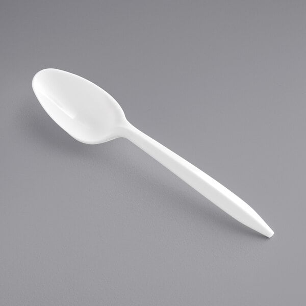 1000 Piece Medium Weight White Plastic Teaspoon