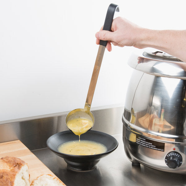 4 oz. One-Piece Stainless Steel Ladle with Black Handle