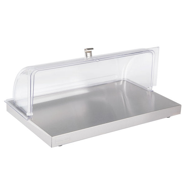 Cubic 20 7/8" x 12 7/8" x 19 3/4" Full Size Stainless Steel Cooling Plate with Clear Lid