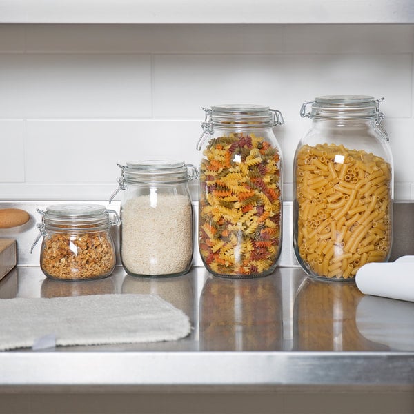 34 oz. Hinge Top Glass Storage Jar - 4/Pack