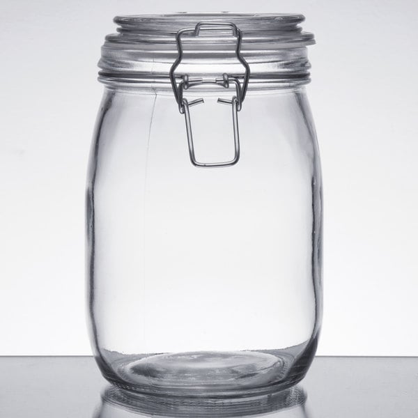 34 oz. Hinge Top Glass Storage Jar - 4/Pack