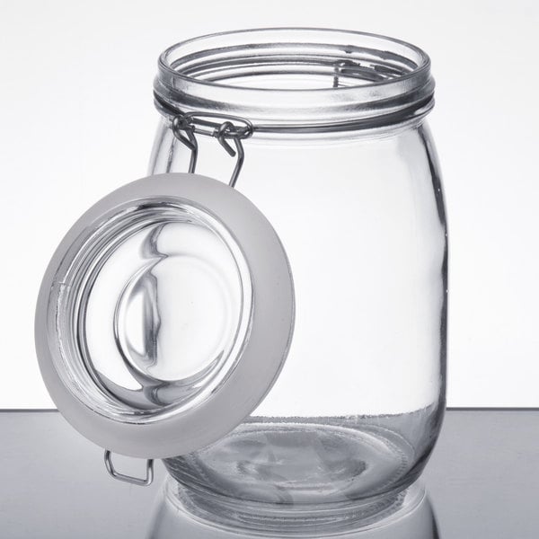 34 oz. Hinge Top Glass Storage Jar - 4/Pack