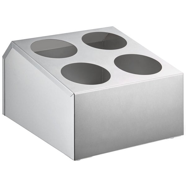 Four Hole Square Stainless Steel Flatware Organizer