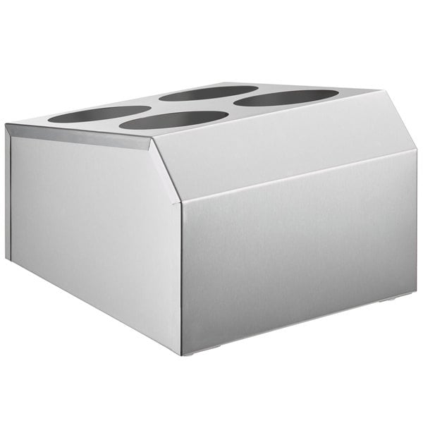 Four Hole Square Stainless Steel Flatware Organizer