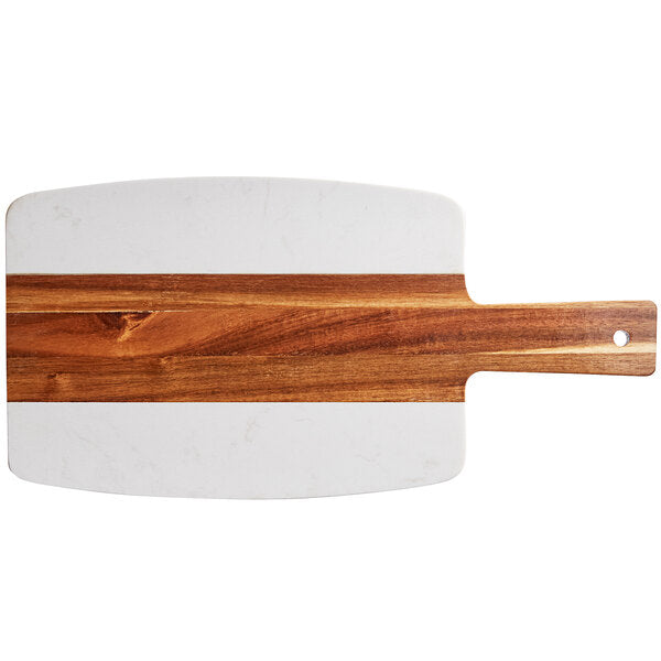 Marble and Acacia Wood 10 1/2" x 7 1/2" Serving / Charcuterie Board