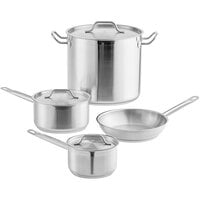 8-Piece Induction Ready Stainless Steel Lodging Cookware Set with 1 Qt., 2 Qt. Sauce Pans, 6.75 Qt. Sauce Pot and Covers with 3 Qt. Saute Pan